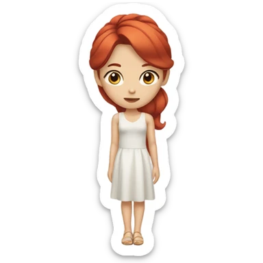asian girl who's mbti is isfp, red hair, makeup, dress sticker