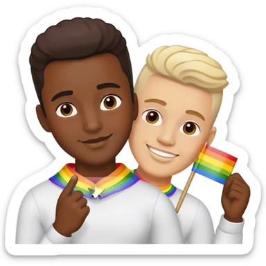Gay pride with white and black males sticker