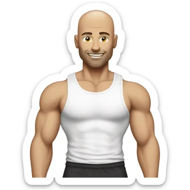 White bald muscular man tank top sticker