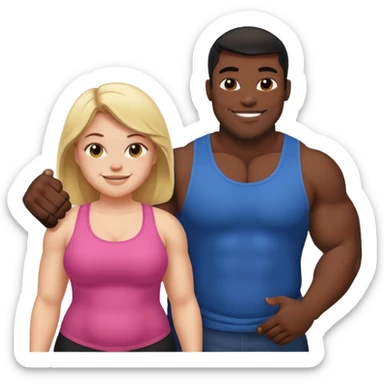 Fat white girl muscular black man  sticker