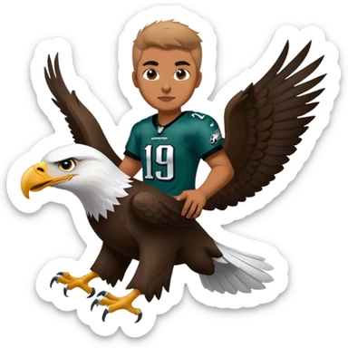 Me riding an eagle in a Philadelphia eagles jersey sticker