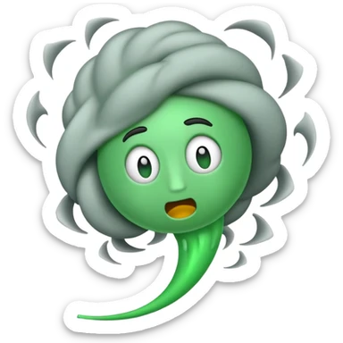 Vomiting emoji within a tornado with green twirling around it  sticker