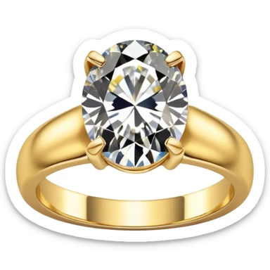 a gold diamond ring, plain band and large oval diamond stone sticker