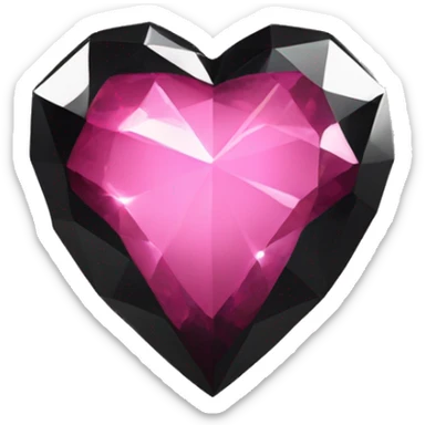 Black heart with pink diamonds on the end  sticker