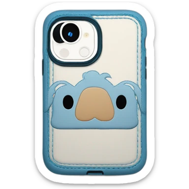 iPhone 13 Pro in light blue colour, stitch case sticker