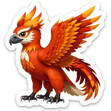 4-legged scaly Gryphon-Eagle-Hawk-Talonflame-Red-Panda-fusion-hybrid-animal-Fakémon-creature, full body sticker
