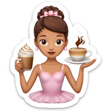 a ballerina with a head as a cup of capuchino  sticker