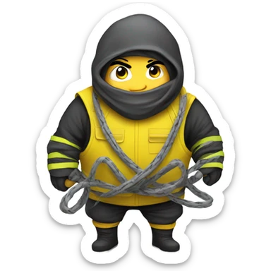 Fat ninja in a safety vest holding wires sticker