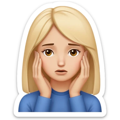 Facepalm gesture followed by three female face emojis sticker