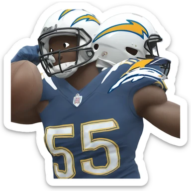Chargers football player with number 55 on front of jersey  sticker