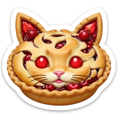 cherry pie with cat ears sticker