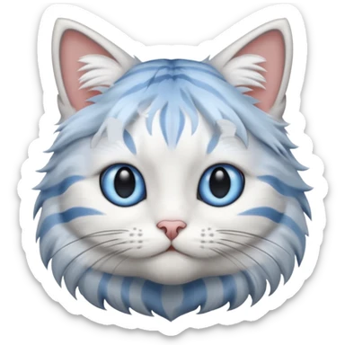 striped cat with white and gray hair and blue eyes sticker