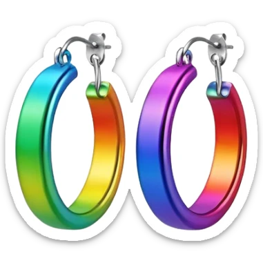 rainbow color hoop earrings sticker