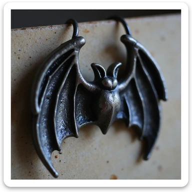 realistic goth earrings, black bat wing hoop, metallic finish, dramatic gothic sticker