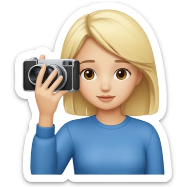 blonde cartoon girl taking picture sticker