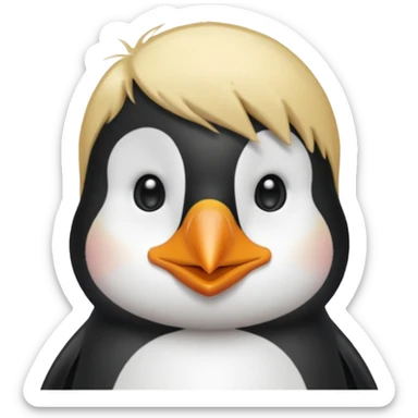 Pingüino con cabello rubio sticker