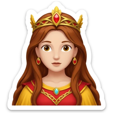 Vesta, Hearth Goddess from Rome Mythology with long brown hair, red and yellow outfit sticker