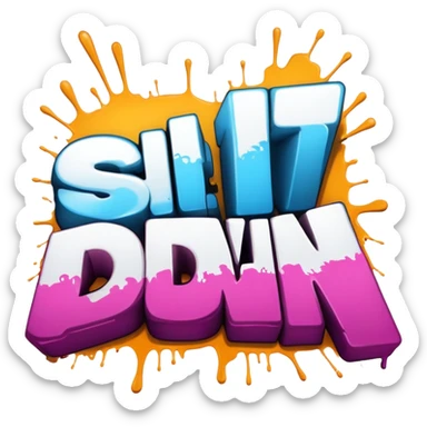 graffiti of the word  sit down  sticker