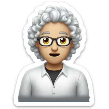 A programmer with curly hair that looks like a surprised ghost sticker