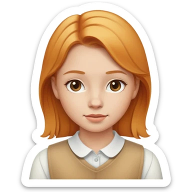traditional simple emoji of young girl with ginger blonde hair, classic round face, simplified features, standard emoji style sticker