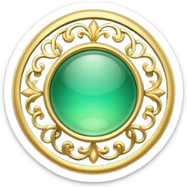 Jade and gold filigree style rounded icon button sticker