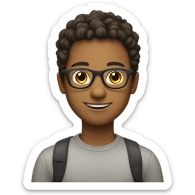 young person with glasses saying hi sticker