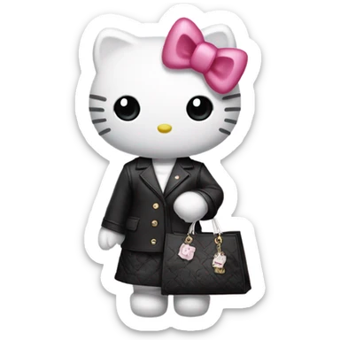 hello kitty with dior shopping bag  sticker