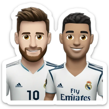 Messi and Ronaldo with Real Madrid Jersey sticker