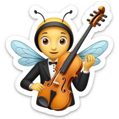 violin player bee sticker