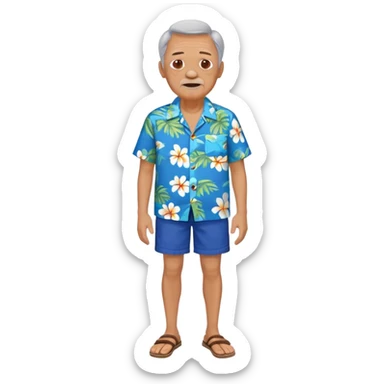 old man in blue  hawaiian shirt blue short full body sticker