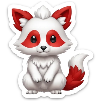 Cute cool white red animal hybrid Fakemon full body sticker