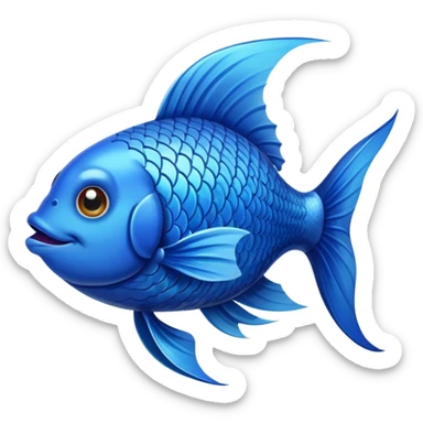 blue happy fish from the side sticker