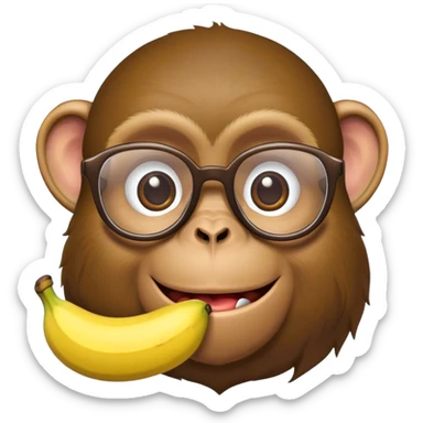 A monkey with glasses and banana  sticker