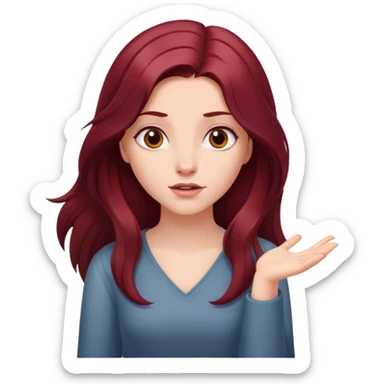 Beautiful long burgundy haired girl, shrugging shoulders sticker