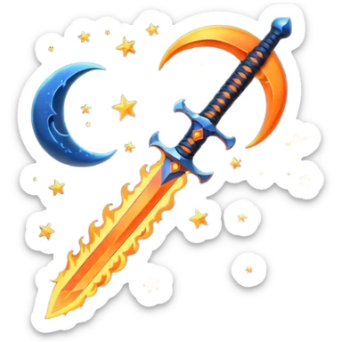 sword fire moon sticker