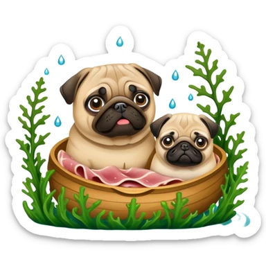 Ham and a pug inside seawead sticker