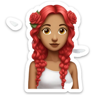big wings, rose, Beautiful, fairy, red, long hair sticker