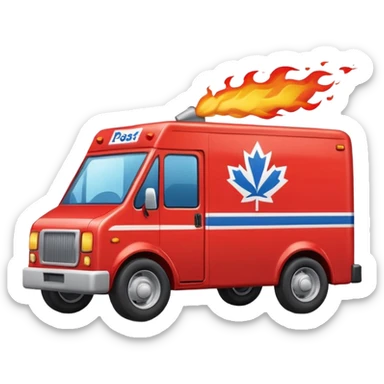 Racing car style Canada post delivery van with flaming exhaust sticker