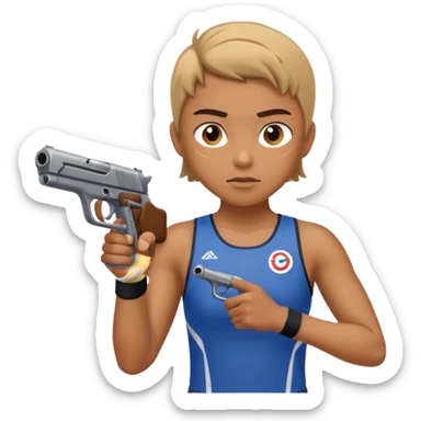 athlete with gun shooting, in olymoics sticker