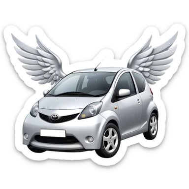 2008 Toyota Aygo Silver with Wings and Halo sticker