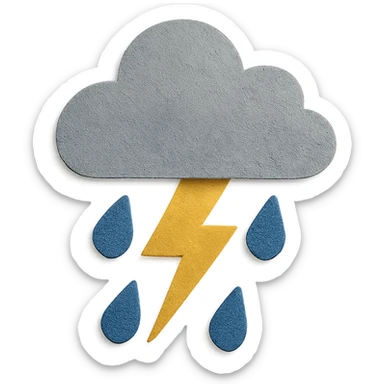 thunderstorm, paper craft style sticker