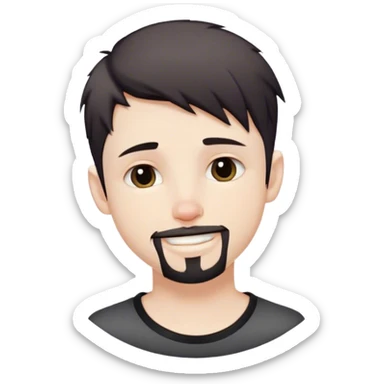 Cute white male, short dark colored hair and goatee, nose and lip piercing, emo smiling with mouth closed sticker