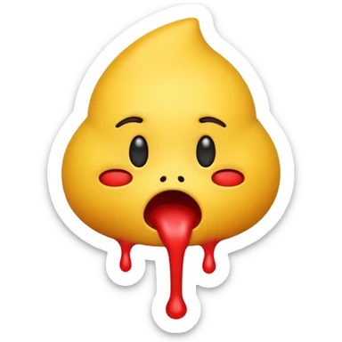  classic yellow emoji vomits with red stuff from mouth sticker