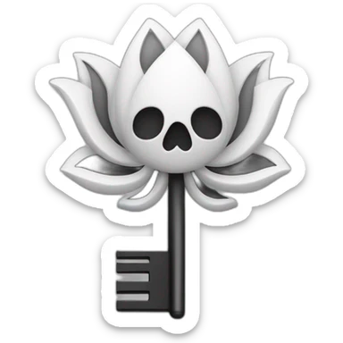 Black and white lotus flower on top of a skeleton key sticker