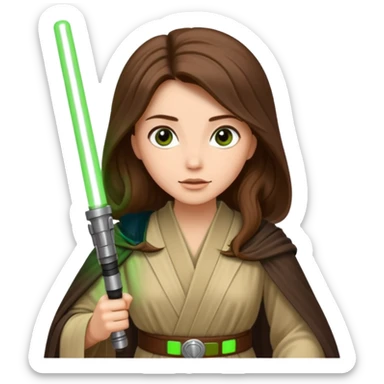 Ios 18 starwars theme ( jedi, robots etc..) long brown hair lady with lightaber green or red. Every one is alone. Not all in one emoji sticker