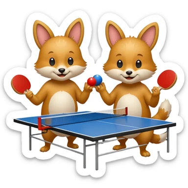 deux animaux qui jouent au ping pong sticker