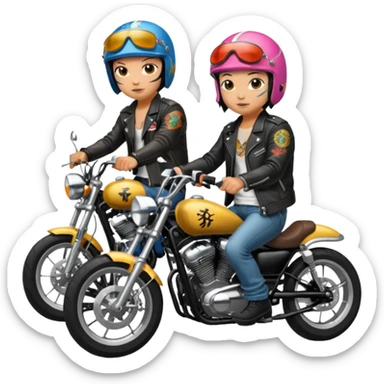 Japanese biker gang members riding motorcycles sticker