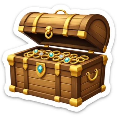 treasure chest with jewelery, rings and necklace in it sticker