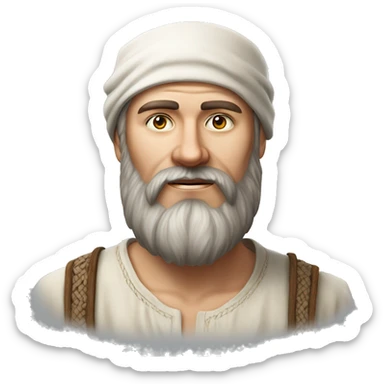 photorealistic white slavic peasant with beard portrait, Slavic ethnic clothing sticker