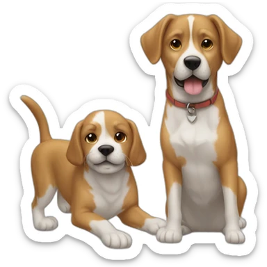 Chat et chien qui se font un câlin sticker